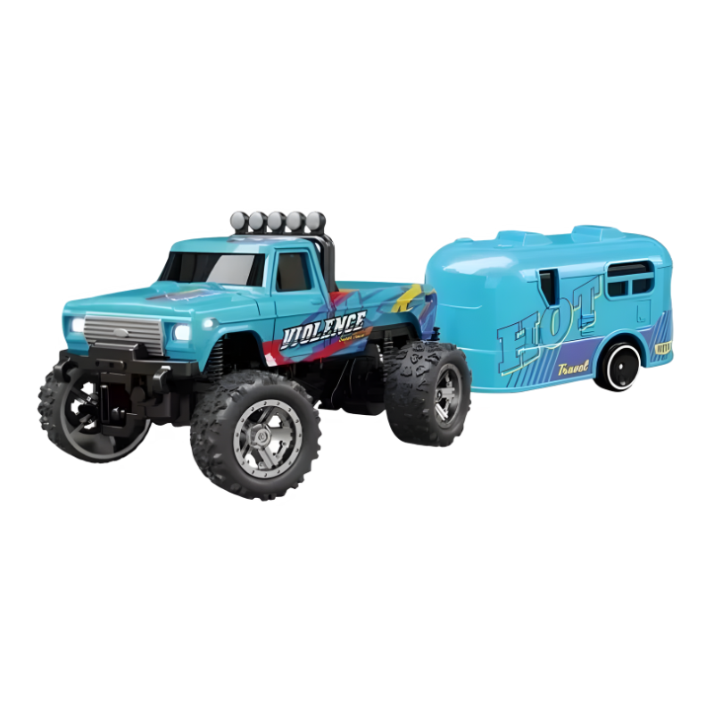 Alloy body mini RC truck with LED lights, three speeds, perfect for young drivers