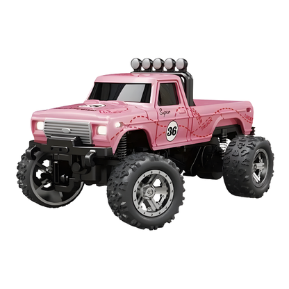 Fun kids' toy: mini RC monster truck, red, with integrated LED lighting system