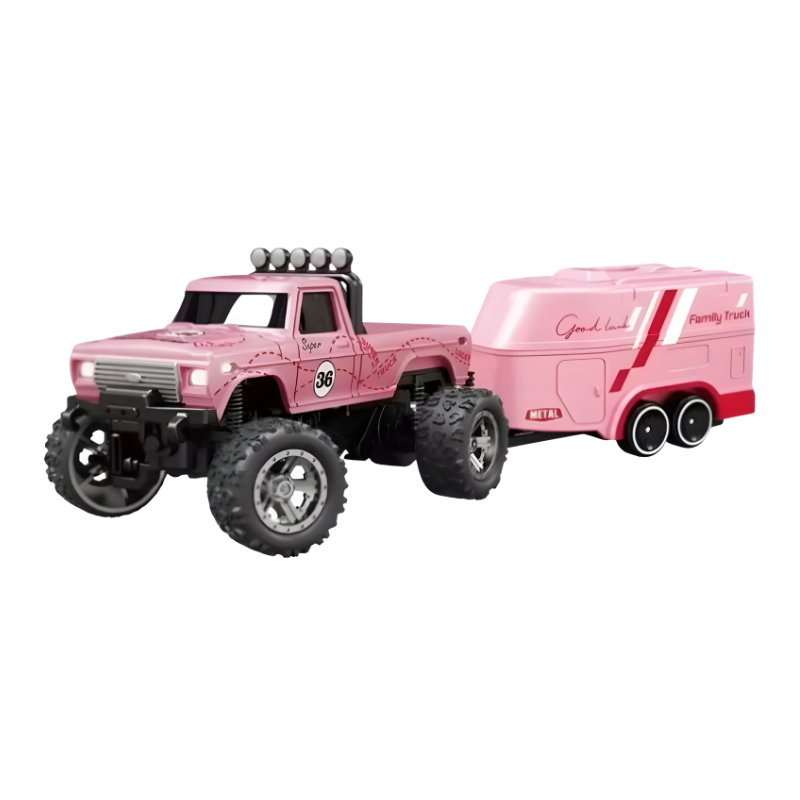 Durable alloy body mini RC monster truck with bright LED headlamps and tail lights