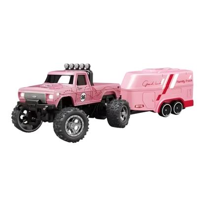 Durable alloy body mini RC monster truck with bright LED headlamps and tail lights