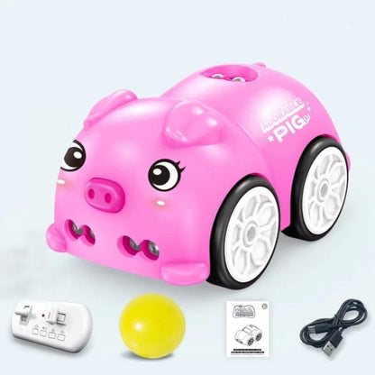 Overhead shot of a Mini Remote Control Stunt Car mid-stunt, agile and fun electric toy car