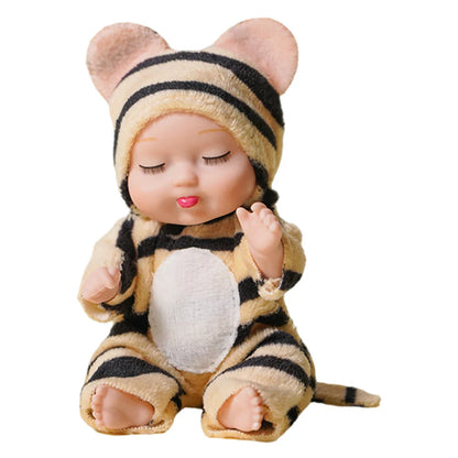 Mini Reborn Baby Doll Set displayed together, highlighting their lifelike details and various animal designs.