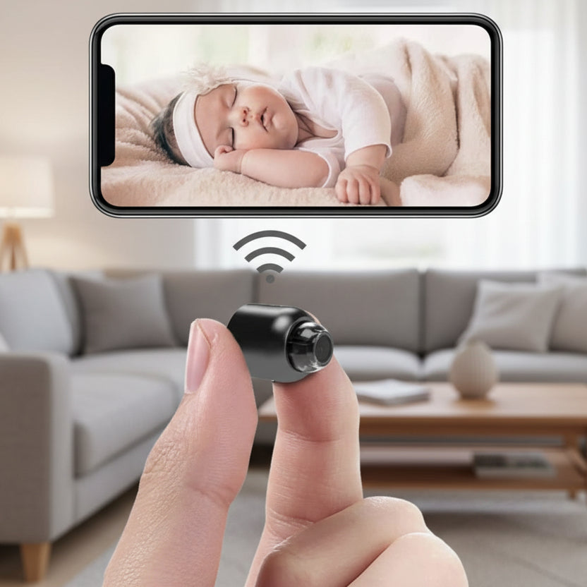 Mini wireless night vision camera for discreet home security & surveillance.