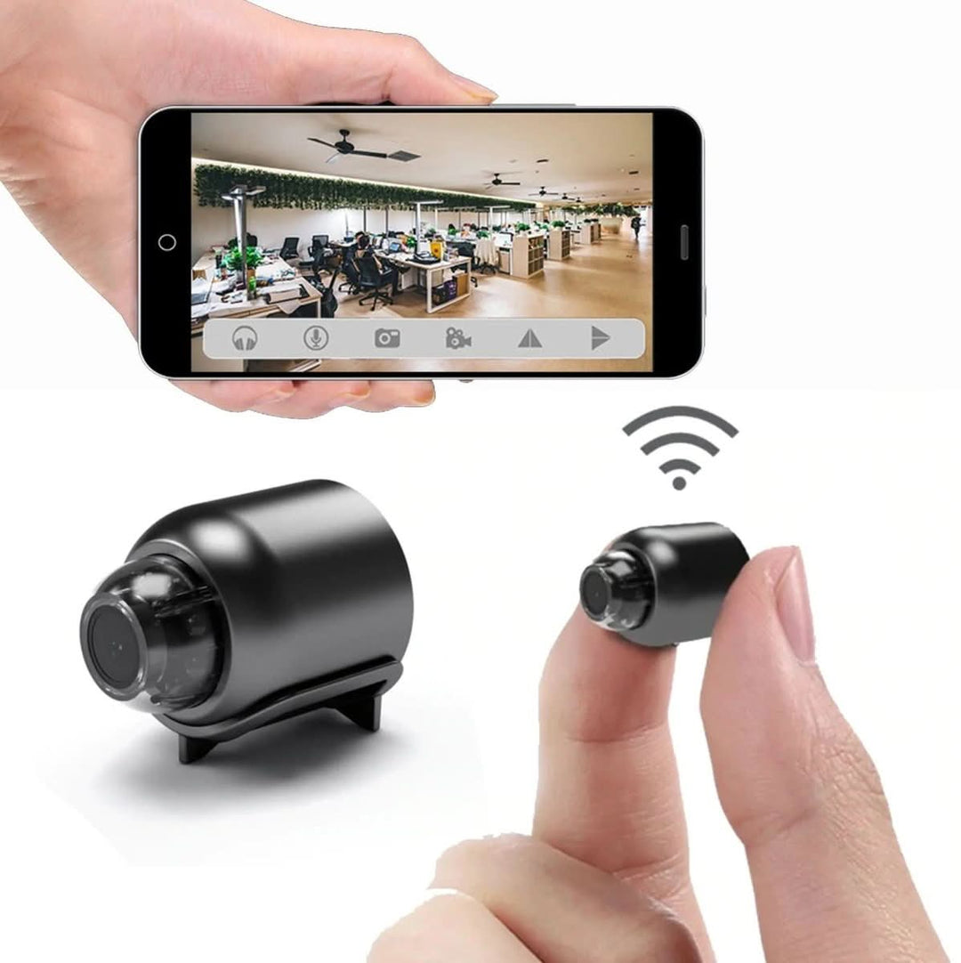 Discreet mini WiFi security camera for home monitoring with night vision capabilities.