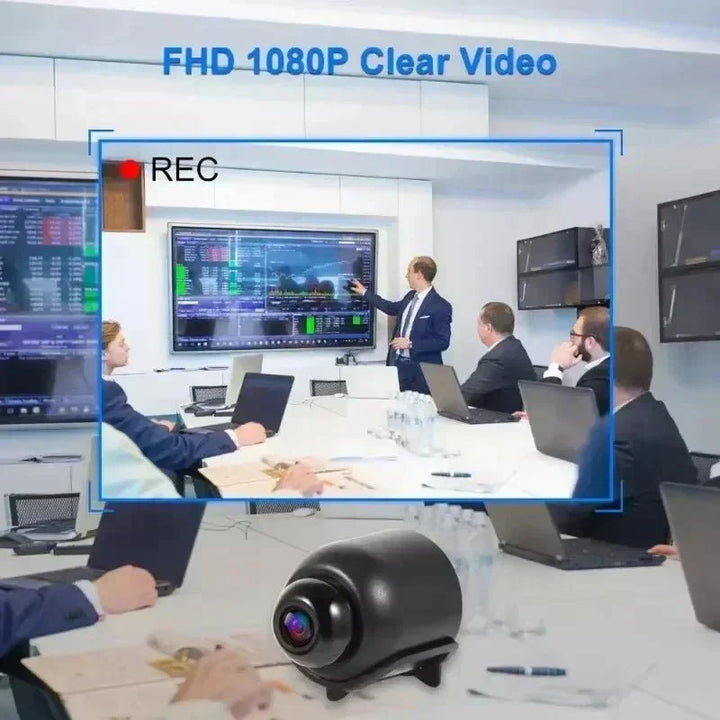 HD mini wireless camera for indoor surveillance. Features night vision for 24/7 security.