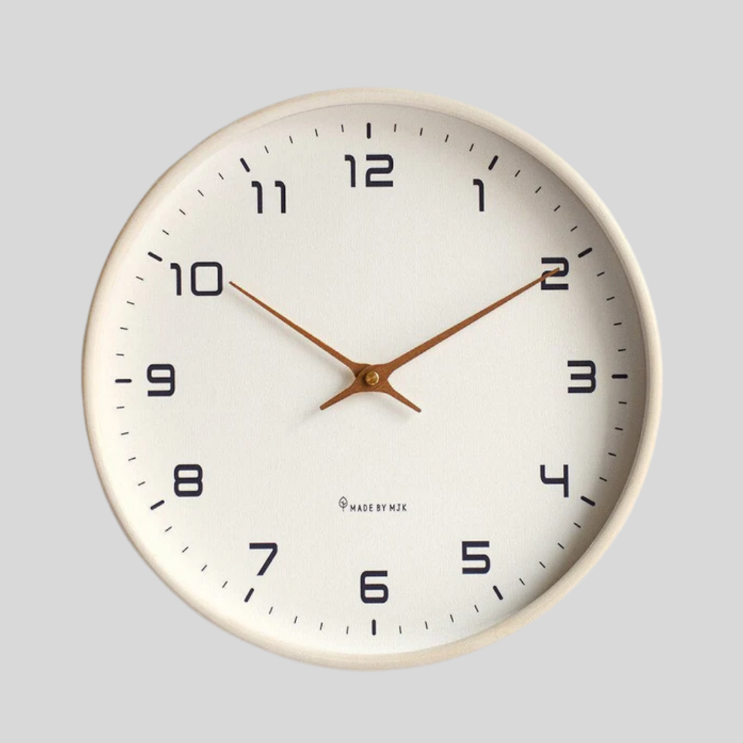 Elegant minimalist brown wooden wall clock. Silent quartz movement, perfect for Scandinavian & modern home decor.