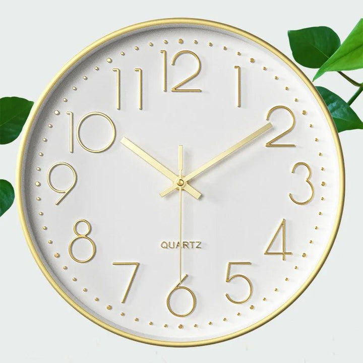 Peaceful 12-inch silent wall clock, modern minimalist design with quiet quartz movement for any room.