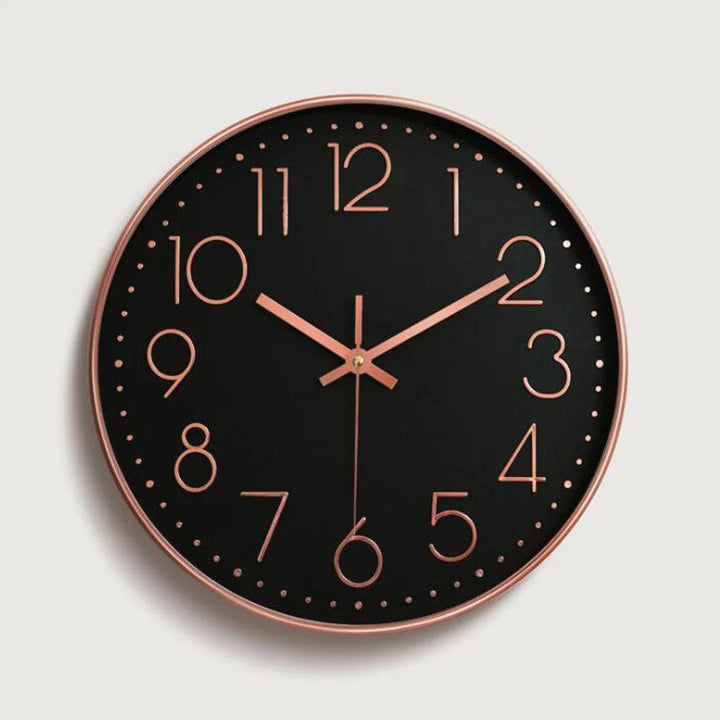Modern minimalist 12-inch wall clock, silent quartz, enhances any living space with its elegant design.