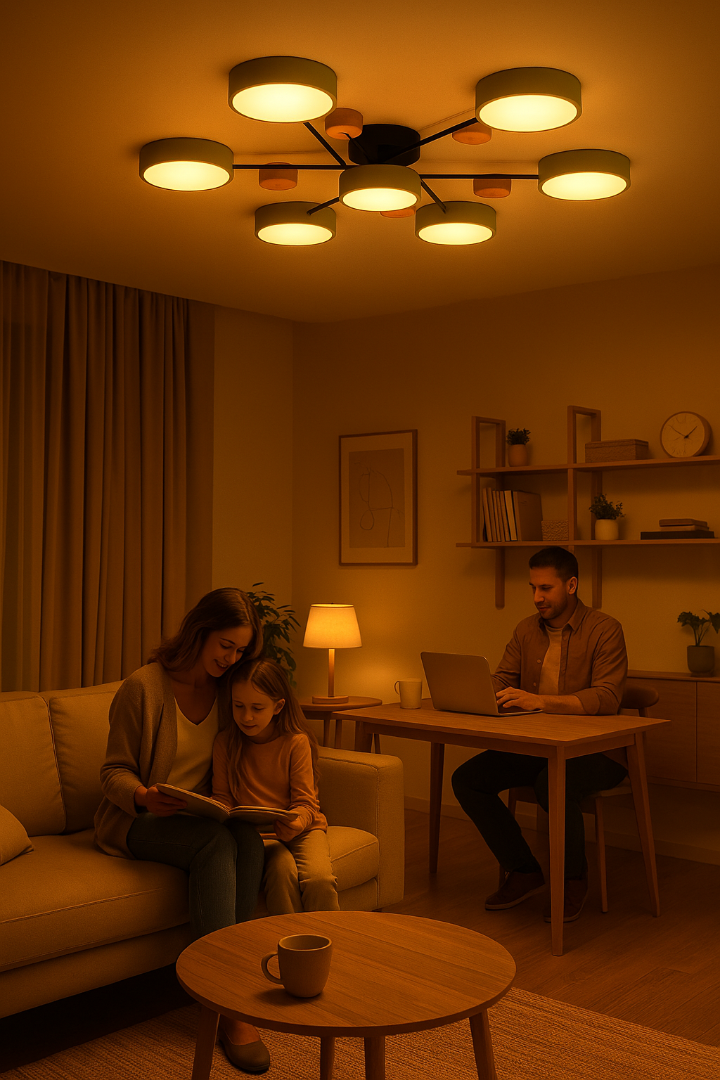 Modern branching LED ceiling fixture, sleek design, perfect for stylish interiors.