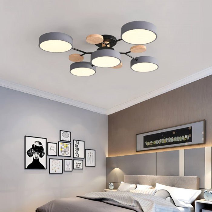 Elegant Nordic design LED ceiling fixture, warm white glow, energy efficient.