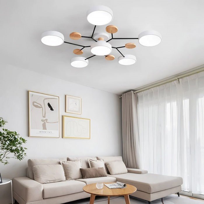 Modern LED ceiling light, branching design, Nordic charm, warm and inviting.