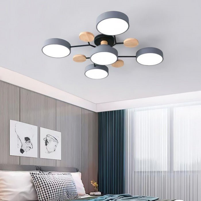 Energy-efficient LED ceiling light, modern branching design, enhances home decor.