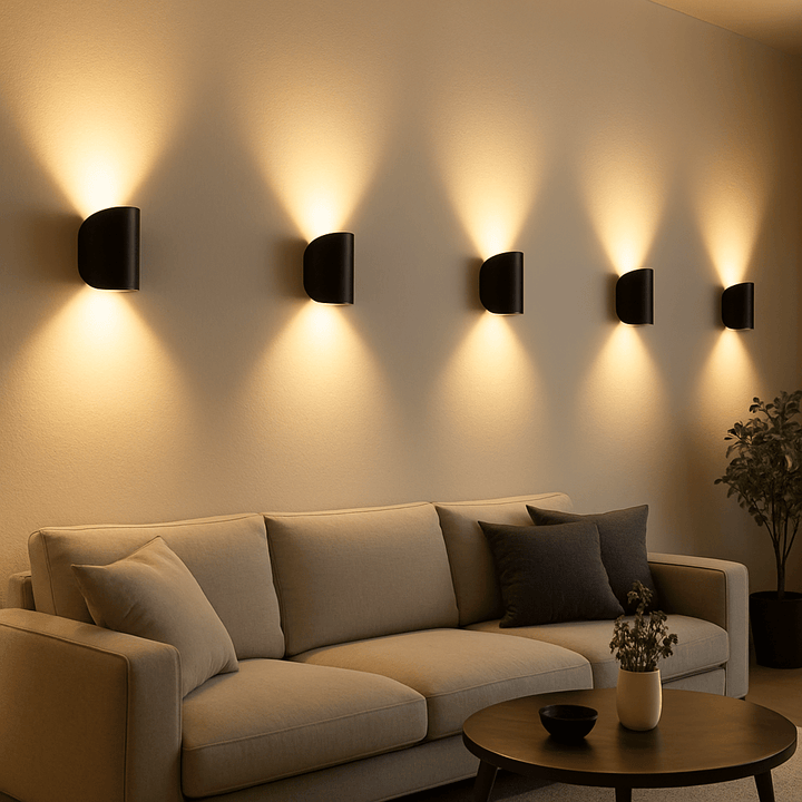 BRIGHTFLOW modern LED wall light, perfect for energy-efficient home decor. Sleek indoor lighting for any room.
