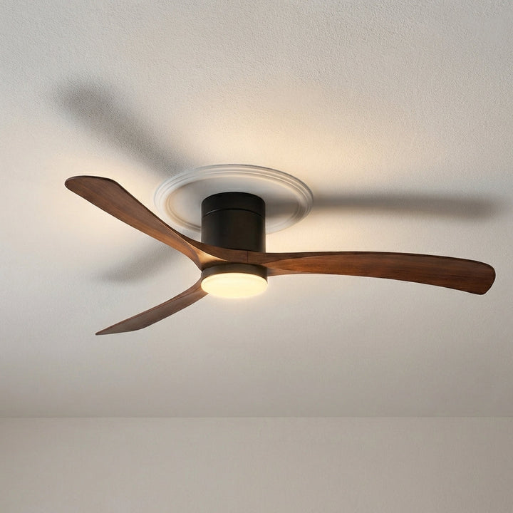 Modern 2-in-1 ceiling fan and light fixture, delivering quiet cooling, efficient air circulation, and ambient LED lighting.