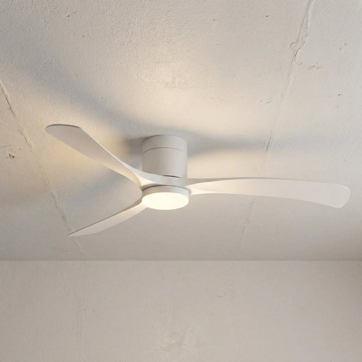 Stylish modern ceiling fan with dimmable LED light, enhancing home decor while providing powerful, quiet air circulation.