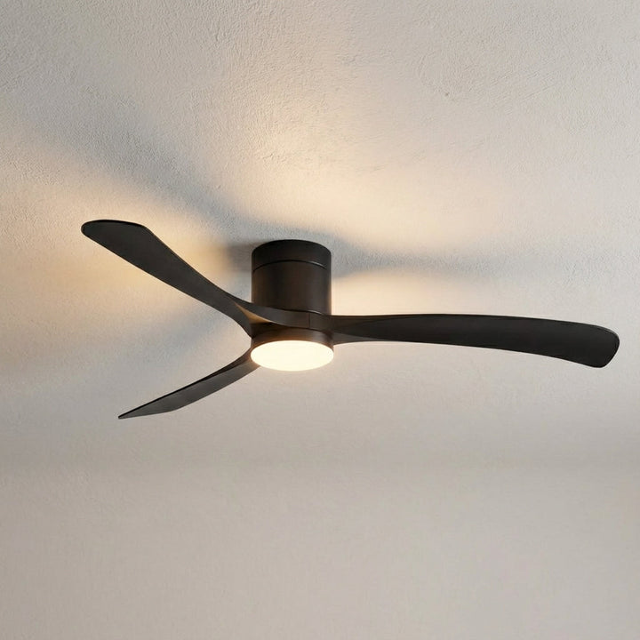 Contemporary ceiling fan with light & integrated LED, a sleek fixture for quiet cooling and ambient lighting.