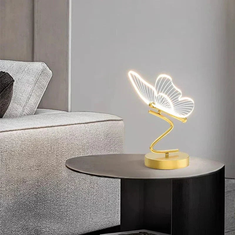 Elegant butterfly LED accent lamp, ideal for bedroom or living room lighting.