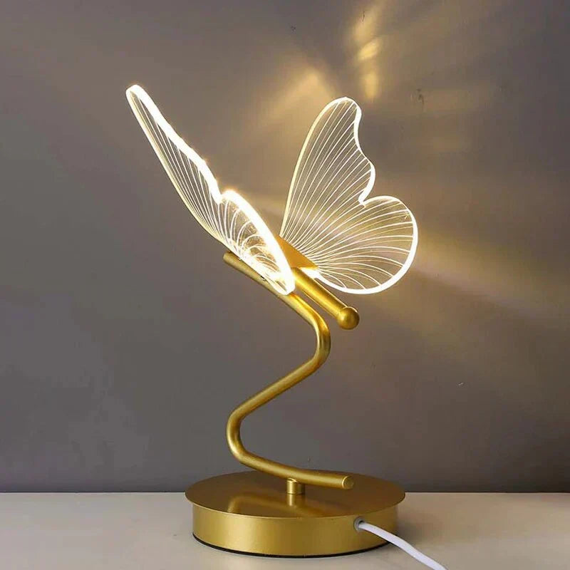 Decorative butterfly table lamp with LED, a charming bedroom or living room accent light.