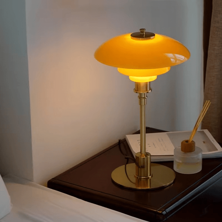 Dimmable LED table lamp for living room ambient lighting. Modern home decor.