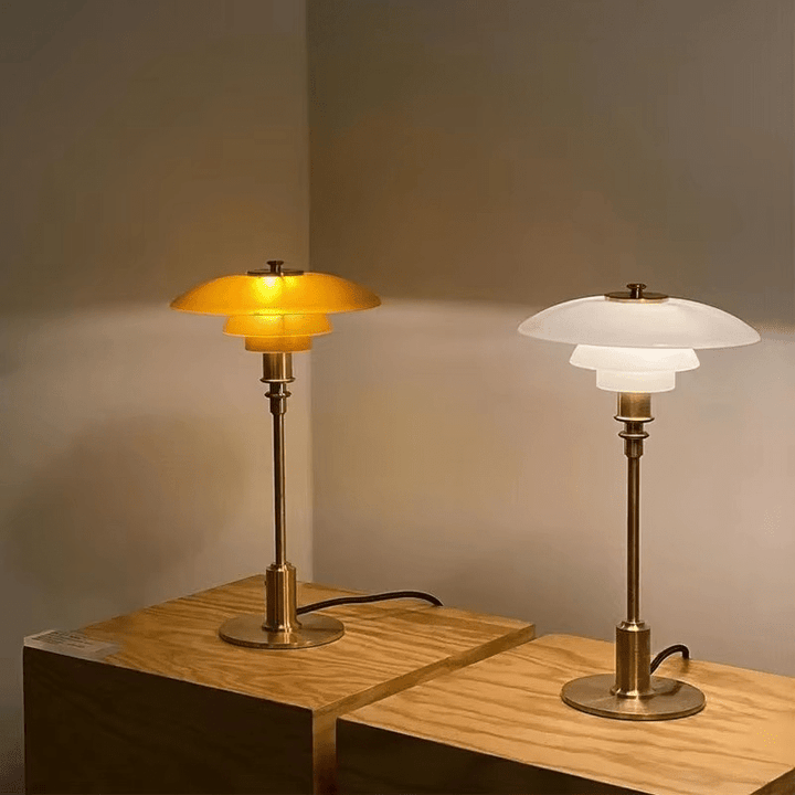 Sleek LED table lamp, dimmable for bedroom or desk. Modern home lighting.