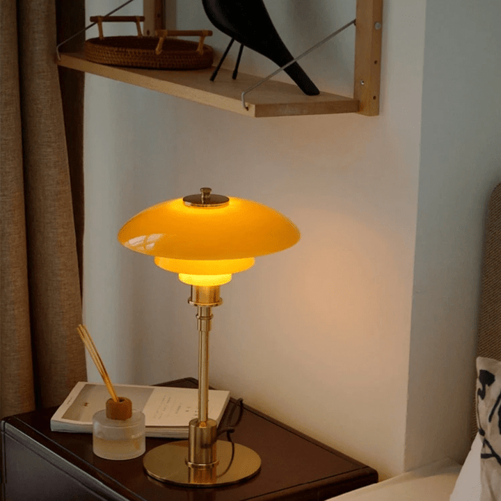 Modern dimmable LED table lamp, ideal for Scandinavian home lighting & ambient decor.
