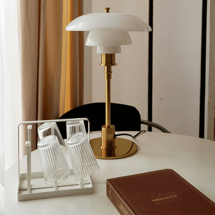Dimmable LED desk lamp, perfect for modern office or bedroom. Stylish home lighting.