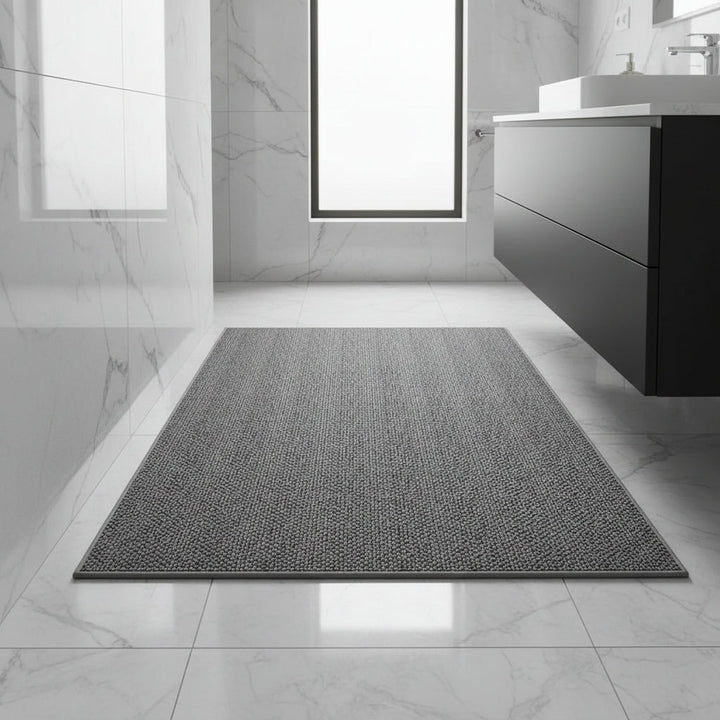 Modern geometric absorbent doormat for entryway. Dirt trapping floor mat for home decor.