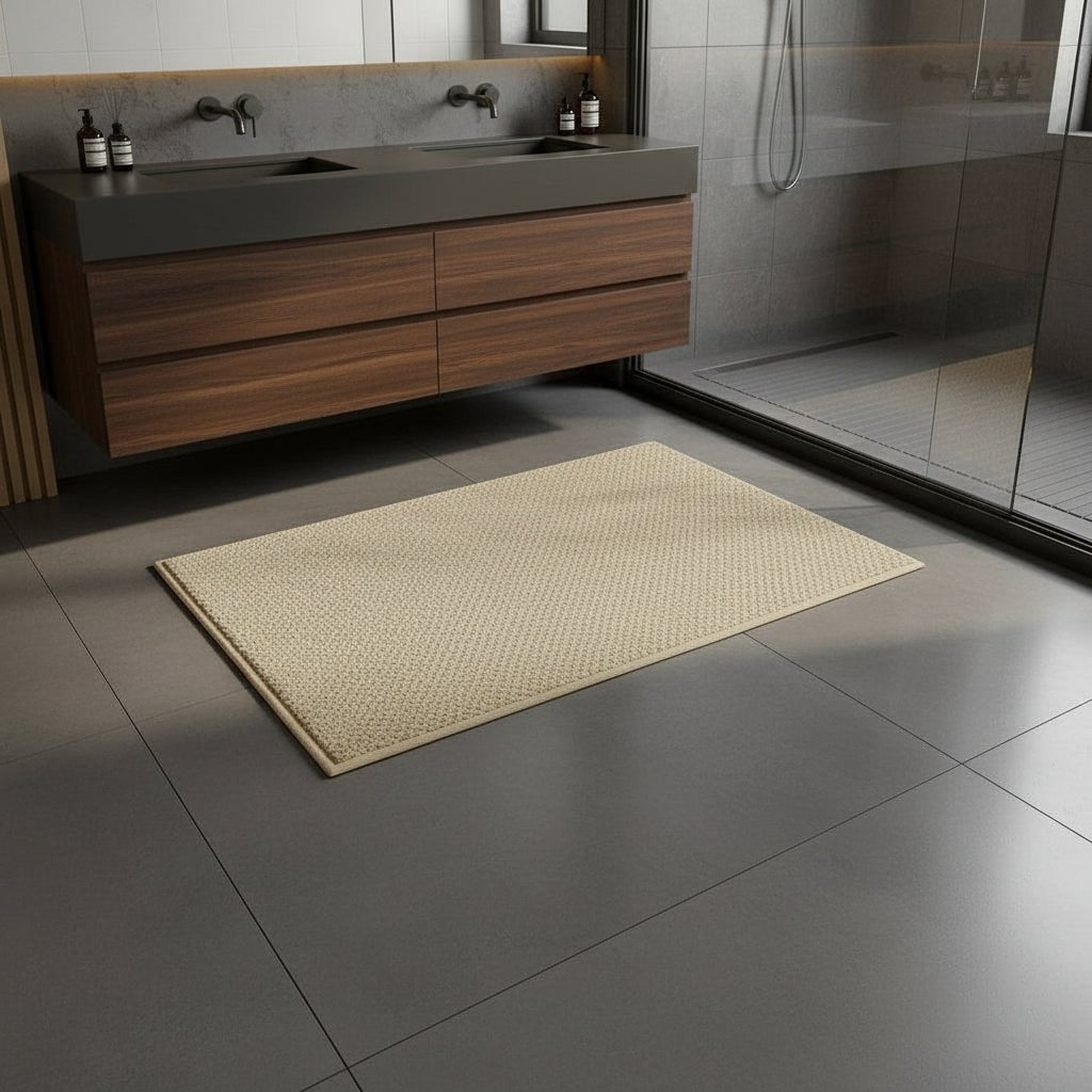 Stylish geometric entryway doormat, highly absorbent for moisture control. Perfect indoor/outdoor floor mat.