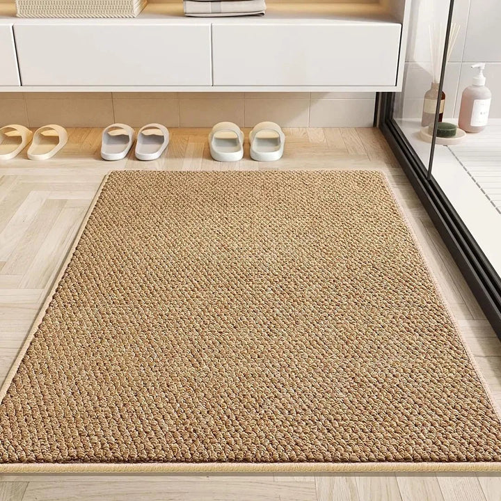 Abstract geometric pattern doormat, absorbent entryway mat for stylish moisture control. Modern home decor.
