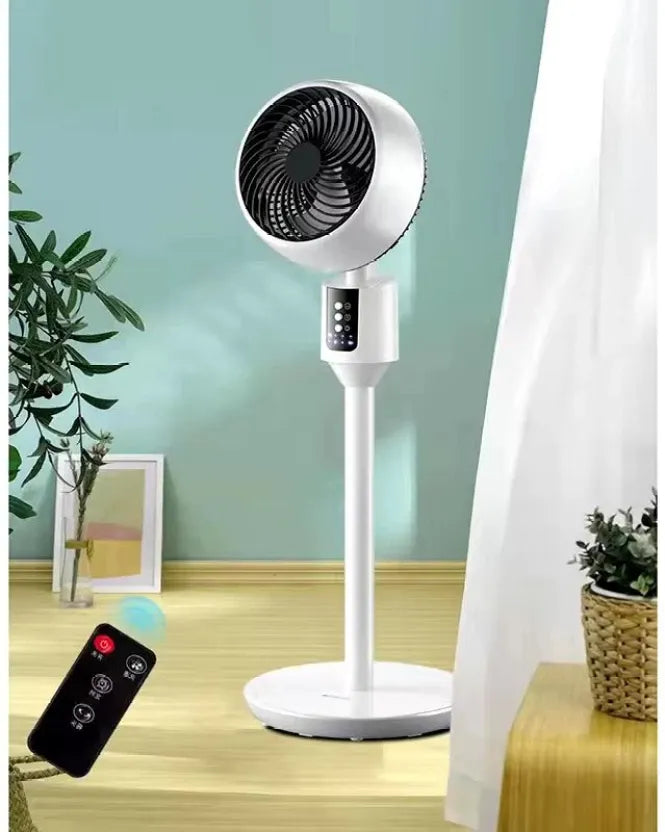 Modern height-adjustable table fan with quiet operation, perfect for cooling any room.