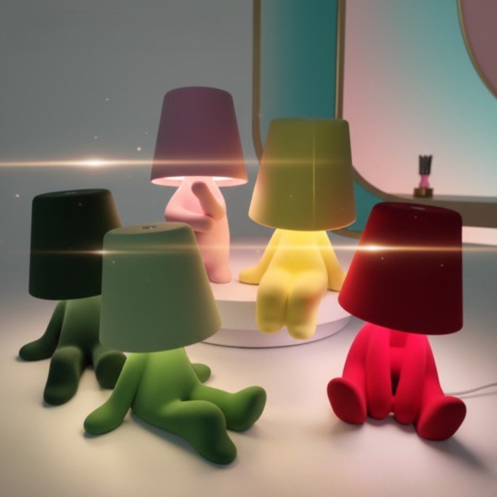 Rechargeable human figure LED desk lamp, offering creative and adjustable illumination.