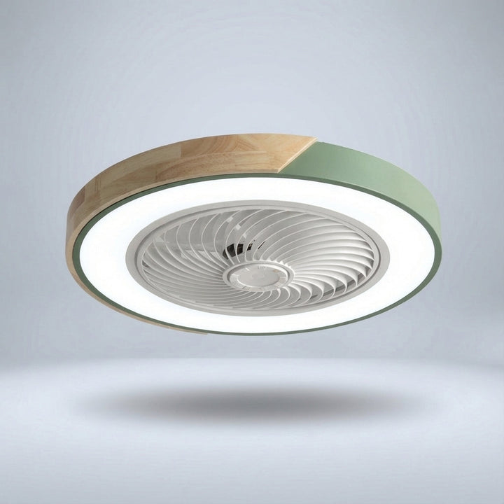 Integrated LED fan fixture providing bright, quiet illumination and modern style in a living area.
