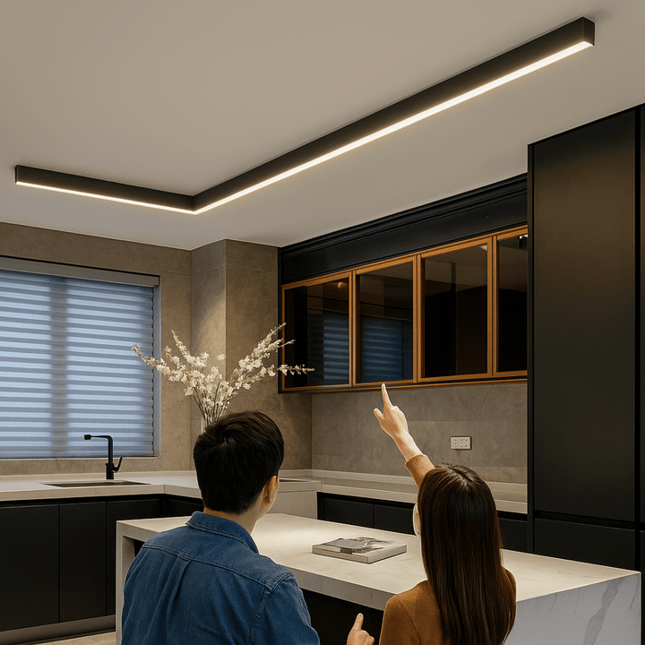 White LED flush mount light, adds a clean, minimalist touch to any room.