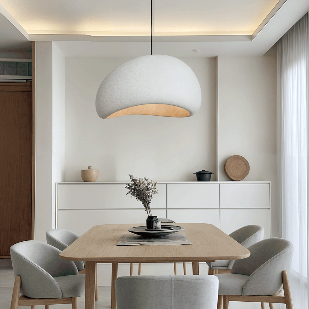 Contemporary adjustable LED pendant light for diverse spaces. Dimmable E27 bulb, modern living & dining decor.
