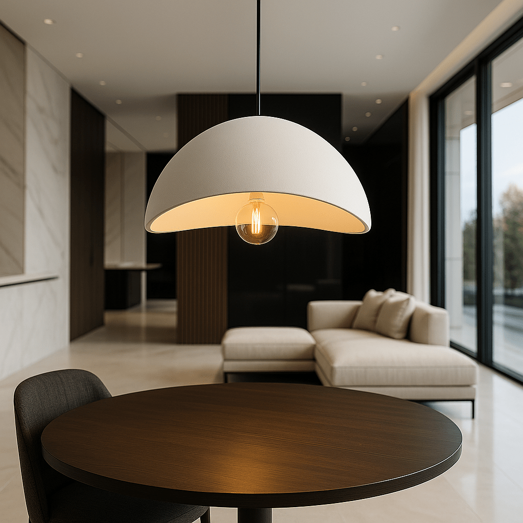 Elegant modern adjustable LED pendant light. Contemporary ceiling fixture for sophisticated home decor & lighting.