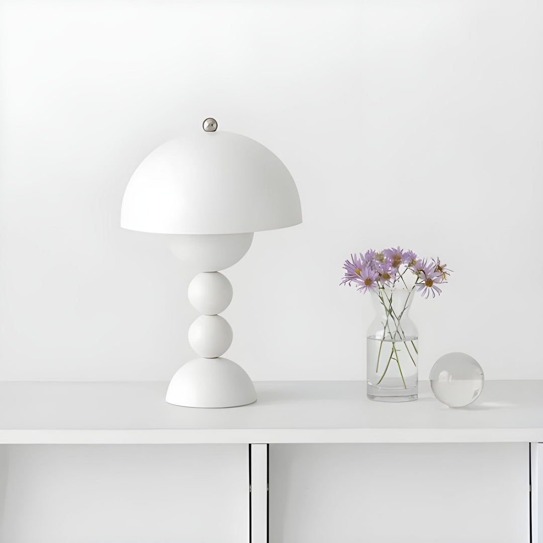 Energy efficient LED bedside lamp, dimmable, for serene mood lighting.