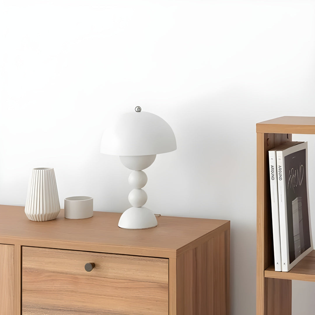 Scandinavian modern LED table lamp, dimmable, ideal for reading.