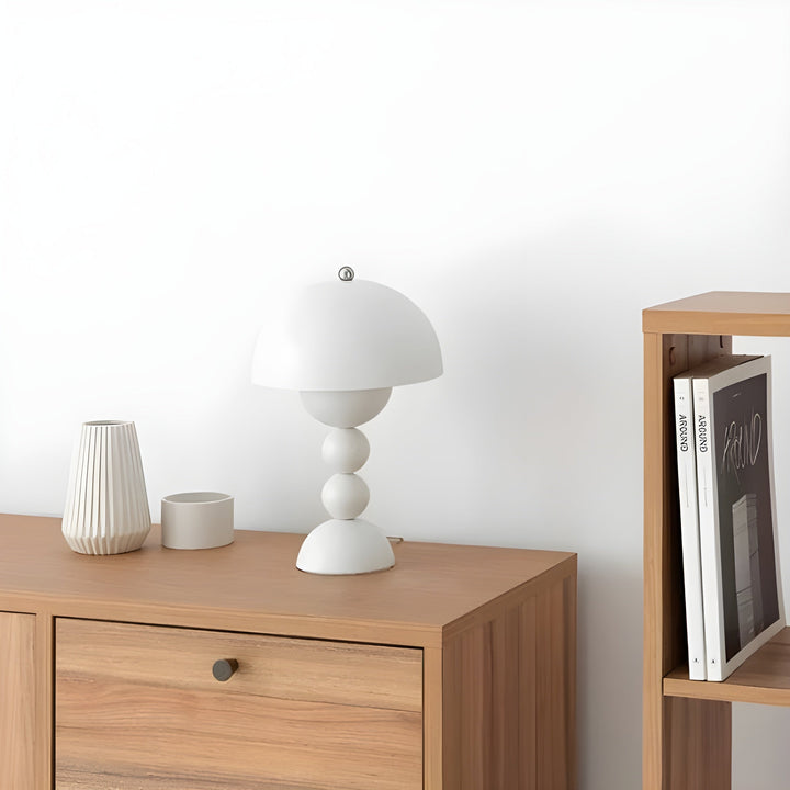 Scandinavian modern LED table lamp, dimmable, ideal for reading.