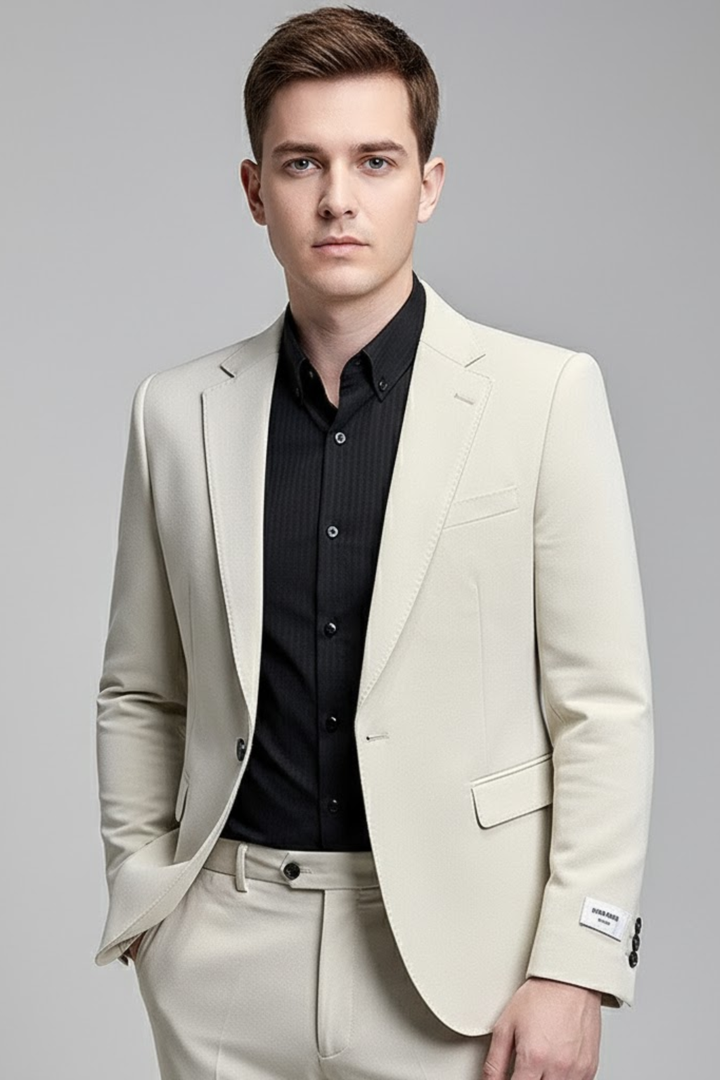 Modern men's slim fit business suit. Perfect professional two-piece for formal events & versatile occasions.