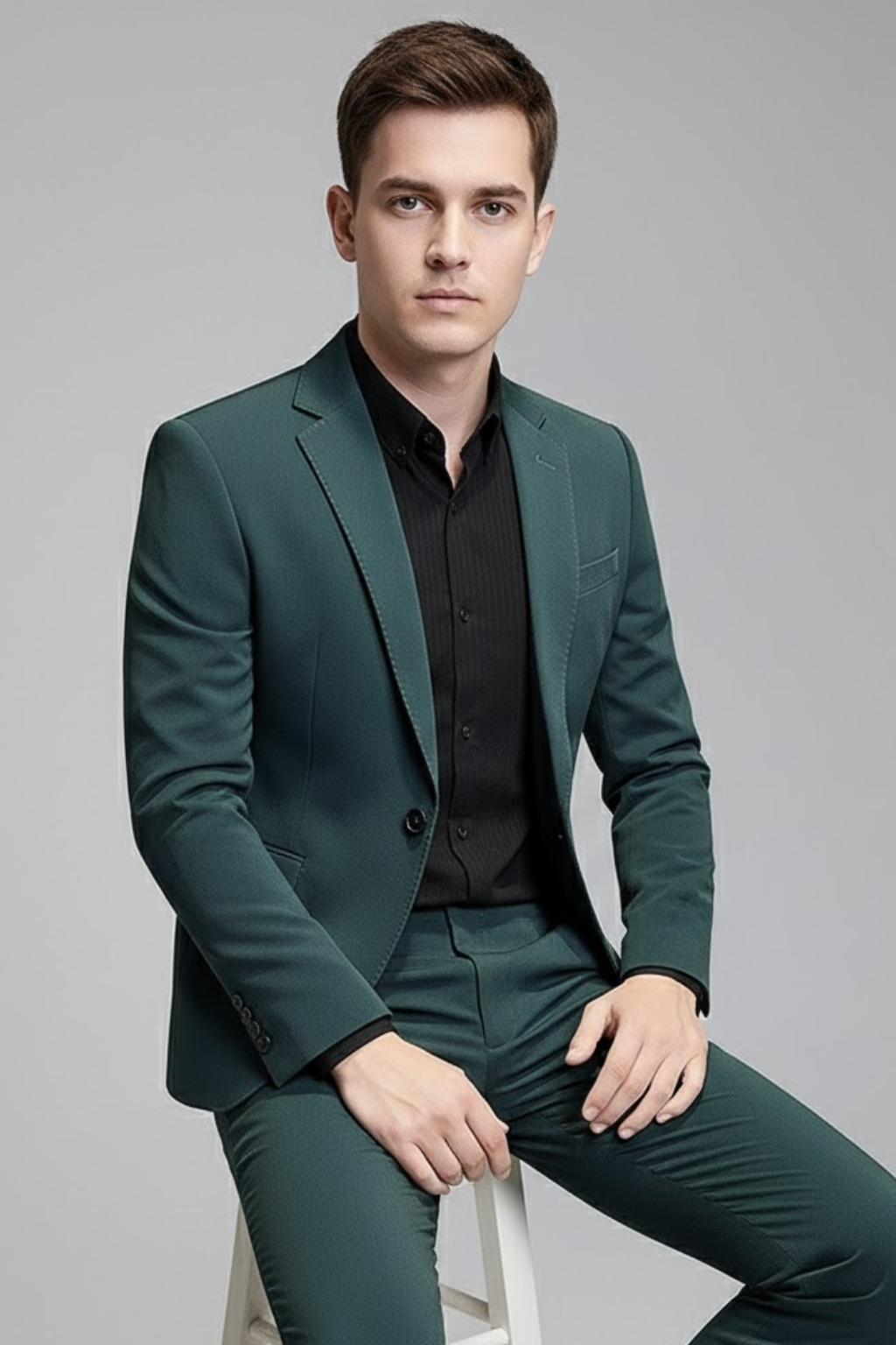 Stylish men's slim fit suit, ideal for business wear, professional meetings, and versatile formal events.