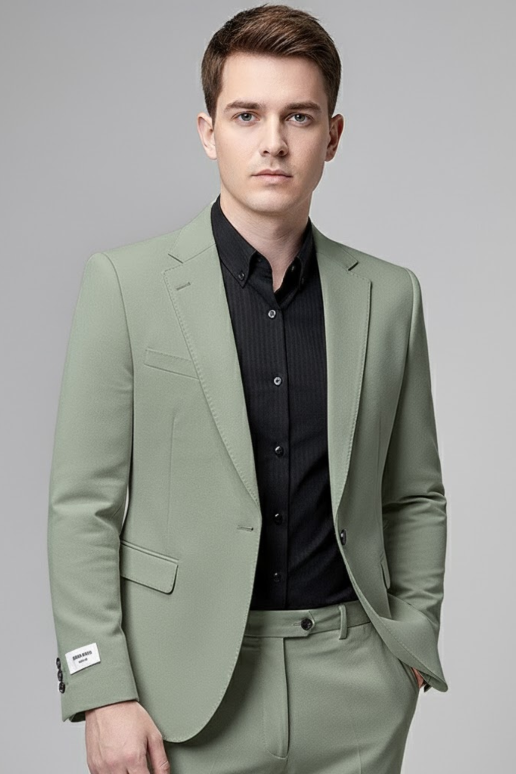 Professional men's two-piece slim fit suit. Modern design for business, formal occasions, or smart casual style.