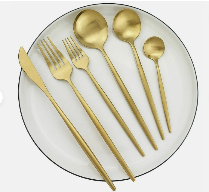 Teaspoon and dessert fork, showing the clean lines of the PureSet minimalist tableware.