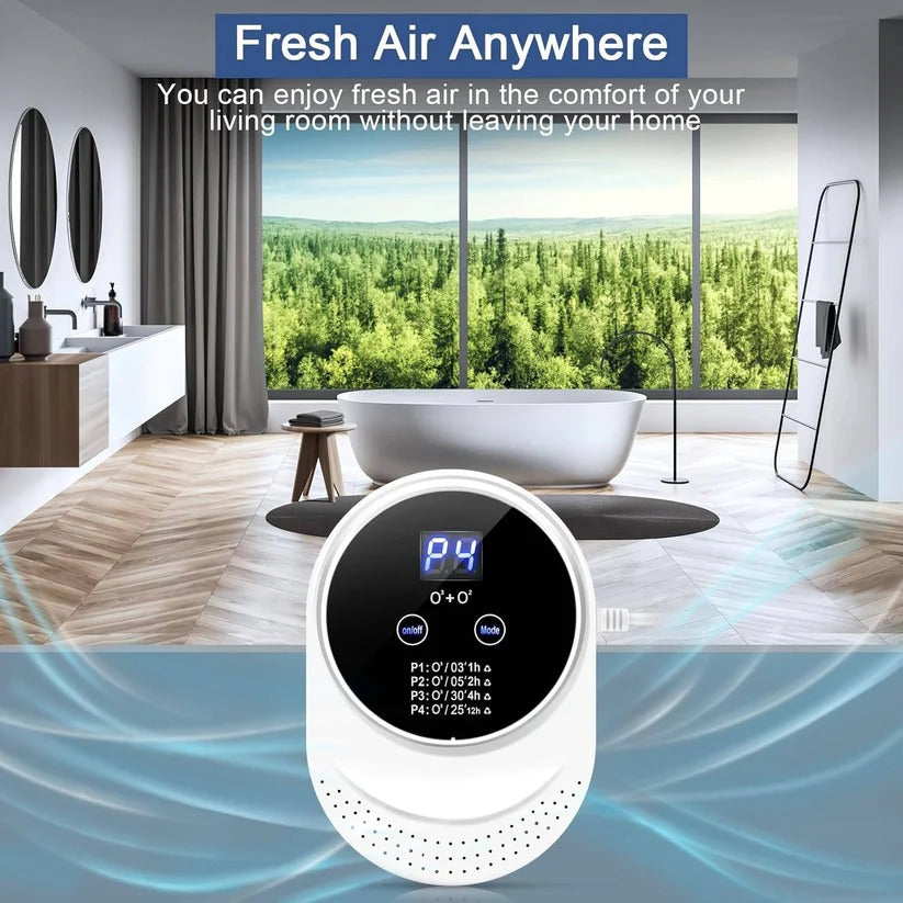 Programmable odor control system, a filterless wall mount air purifier for ultimate household freshness.
