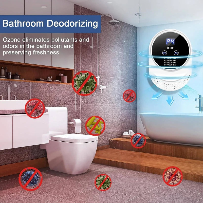 Filterless indoor air purifier & odor control device. Wall mountable for sleek, efficient household use.