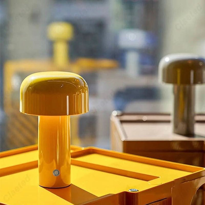 Modern portable USB table lamp provides ambient LED lighting, perfect for any room.