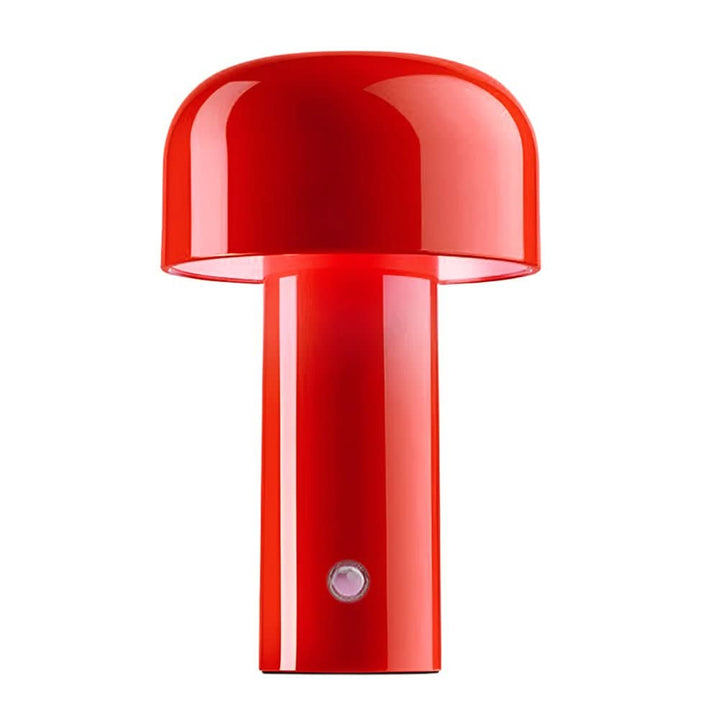 Portable nightstand lamp with soft LED ambient light, USB rechargeable for cozy bedroom lighting.