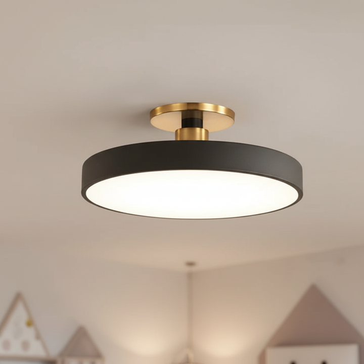 Modern semi-recessed LED ceiling light. Helligon fixture for stylish home decor & soft indoor lighting.