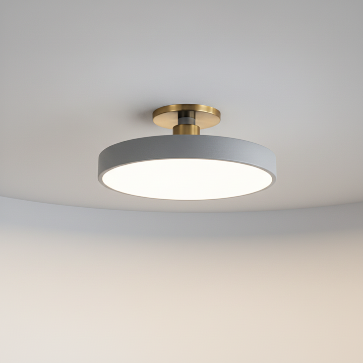 Helligon semi-recessed LED ceiling light. Modern, minimalist design with soft, glare-free lighting for homes.