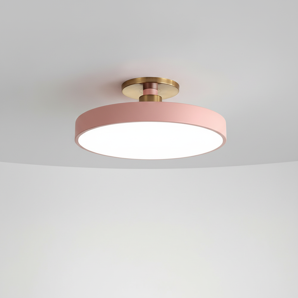 Decorative semi-recessed LED ceiling fixture. Provides soft, uniform light for modern home interiors.