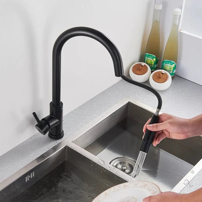 Sleek stainless steel smart kitchen faucet with pull-out sprayer, blending modern design and functionality.